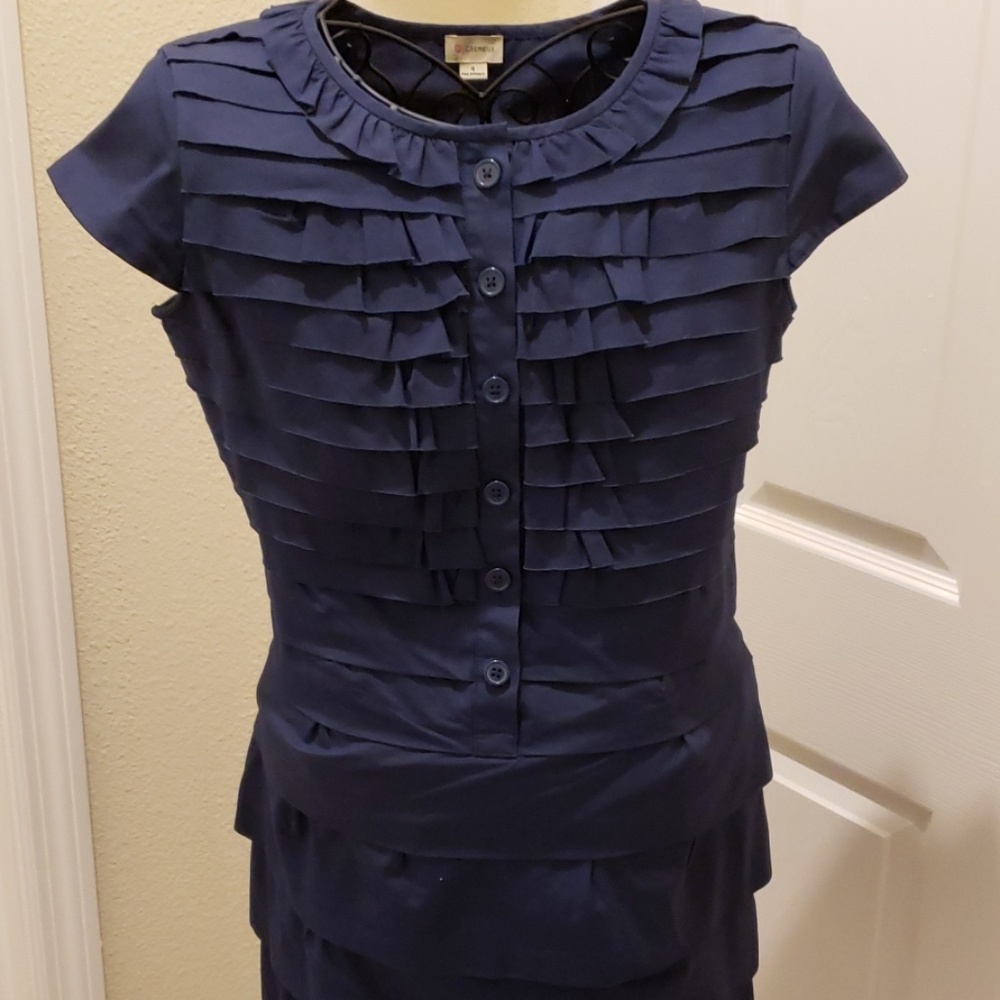 Cremieux Sz 4 Navy cap sleeve Dress